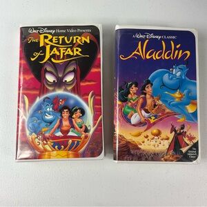 Lot of 2 Aladdin VHS Walt Disney's Black Diamond Classic + The Return of Jafar